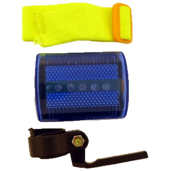 2.5" x 2" Blue Bicycle Tail Light - 5 Red LEDs, Clip And Adjustable Strap (Pack of: 2) - FL-55250-Z02 - ToolUSA