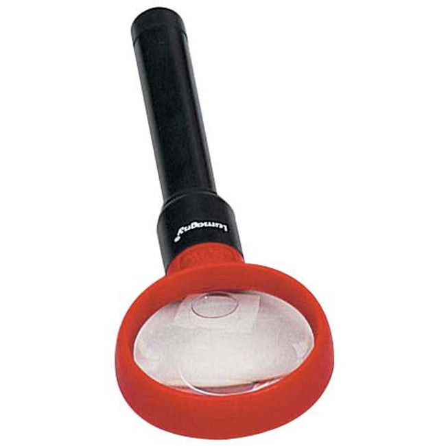 2.5x/5x LED Handheld Magnifier - 2 Inch Diameter - Red - MG-07566 - ToolUSA