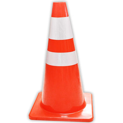 28 Inch PVC Safety Cone With Reflective Stripes - SF-99028 - ToolUSA