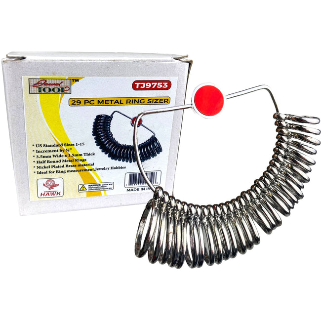 29 Piece Stainless Steel Ring Sizing Set - TJ01-99750 - ToolUSA