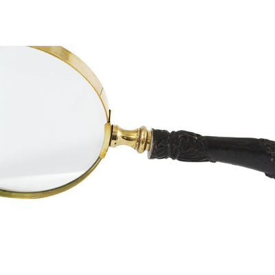 2x Stylish Handheld Magnifier | 4 Inch Lens + Brass Frame + Ornate Carved Handle - G8445-2186MH - ToolUSA