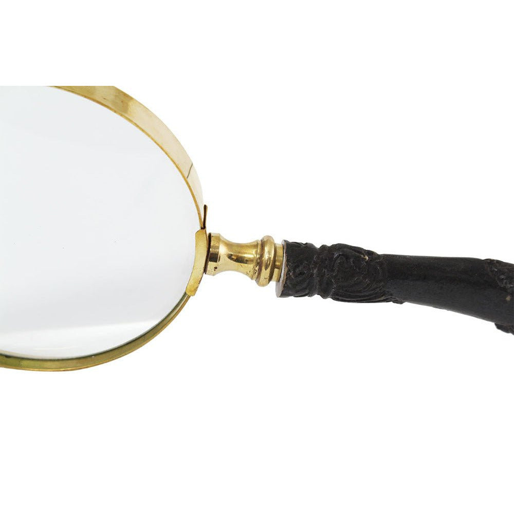 2x Stylish Handheld Magnifier | 4 Inch Lens + Brass Frame + Ornate Carved Handle - G8445-2186MH - ToolUSA