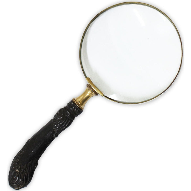 2x Stylish Handheld Magnifier | 4 Inch Lens + Brass Frame + Ornate Carved Handle - G8445-2186MH - ToolUSA