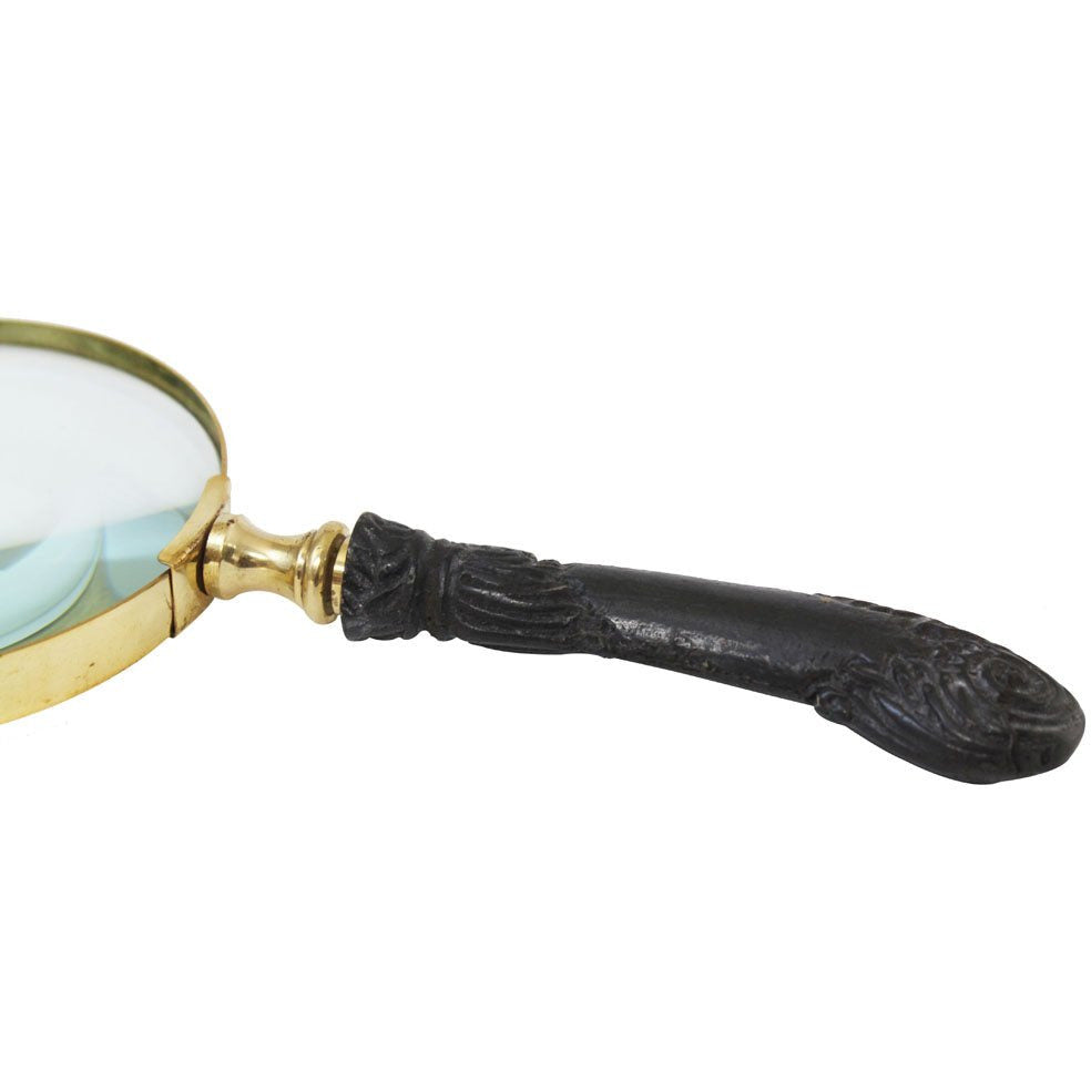 2x Stylish Handheld Magnifier | 4 Inch Lens + Brass Frame + Ornate Carved Handle - G8445-2186MH - ToolUSA