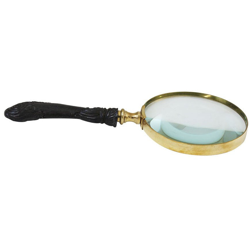 2x Stylish Handheld Magnifier | 4 Inch Lens + Brass Frame + Ornate Carved Handle - G8445-2186MH - ToolUSA