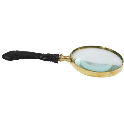 2x Stylish Handheld Magnifier | 4 Inch Lens + Brass Frame + Ornate Carved Handle - G8445-2186MH - ToolUSA