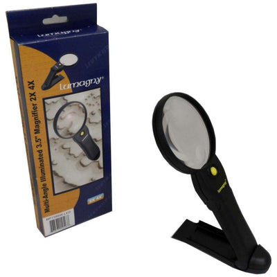 2x/4x Power Lighted Magnifer - 3.5-Inch Diameter - Angeled Base - MP-14543 - ToolUSA