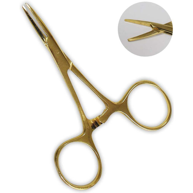 3-1/2 Inch Straight Tip Gold Colored Hemostat Locking Plier: S3-03245 - S3-03245 - ToolUSA