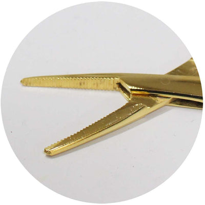 3-1/2 Inch Straight Tip Gold Colored Hemostat Locking Plier: S3-03245 - S3-03245 - ToolUSA