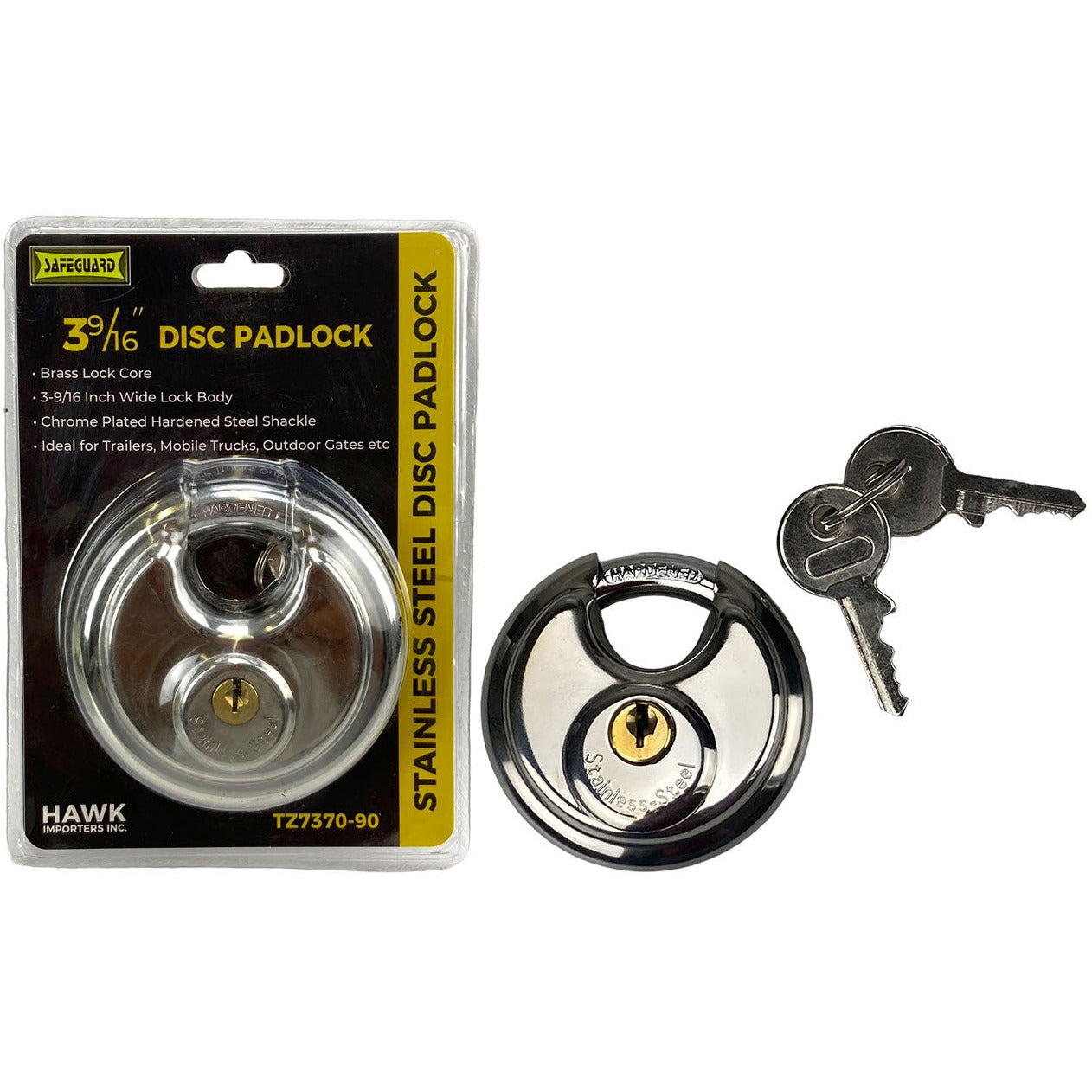 3-9/16" Stainless Steel Disc Padlock - TZ7370-90 - ToolUSA