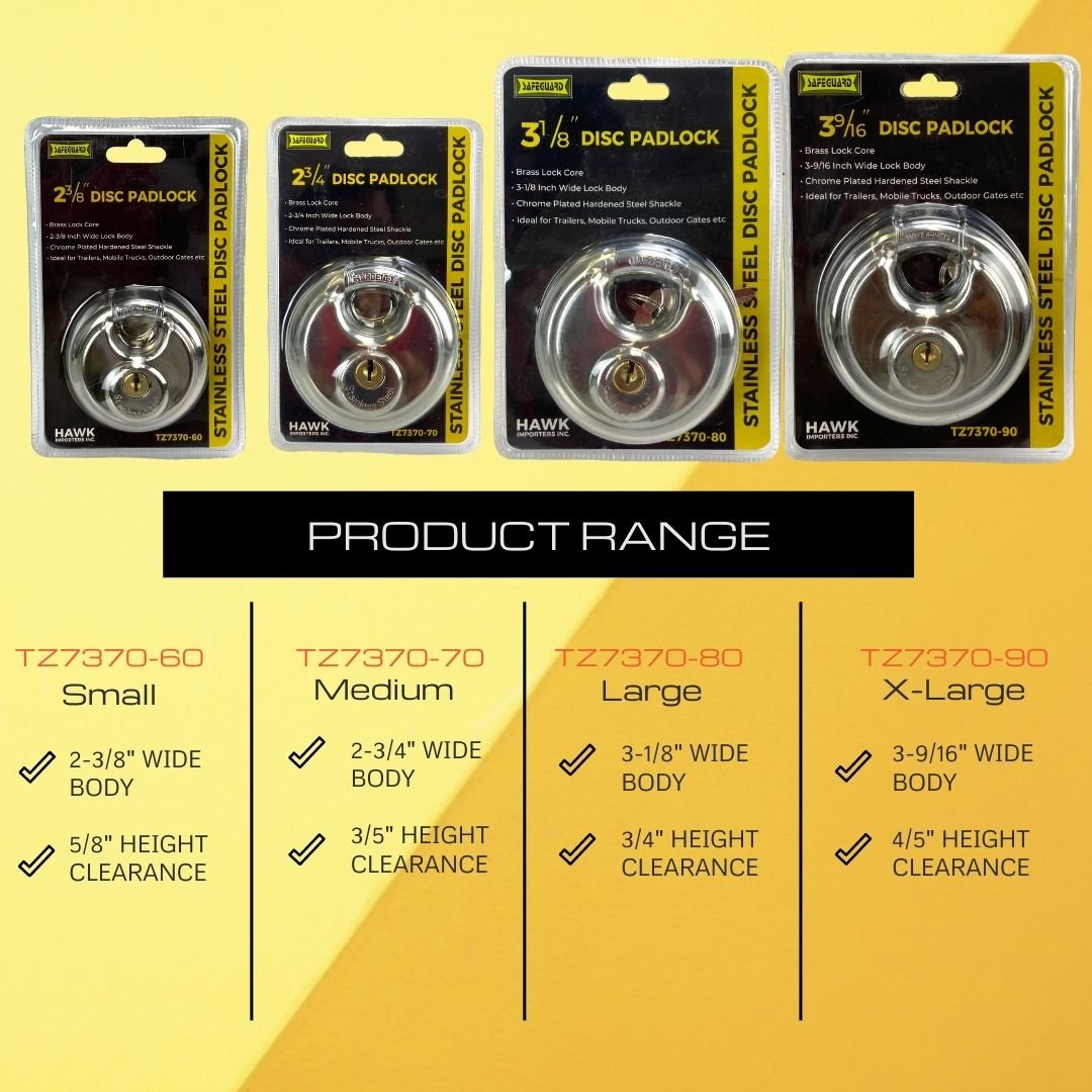 3-9/16" Stainless Steel Disc Padlock - TZ7370-90 - ToolUSA