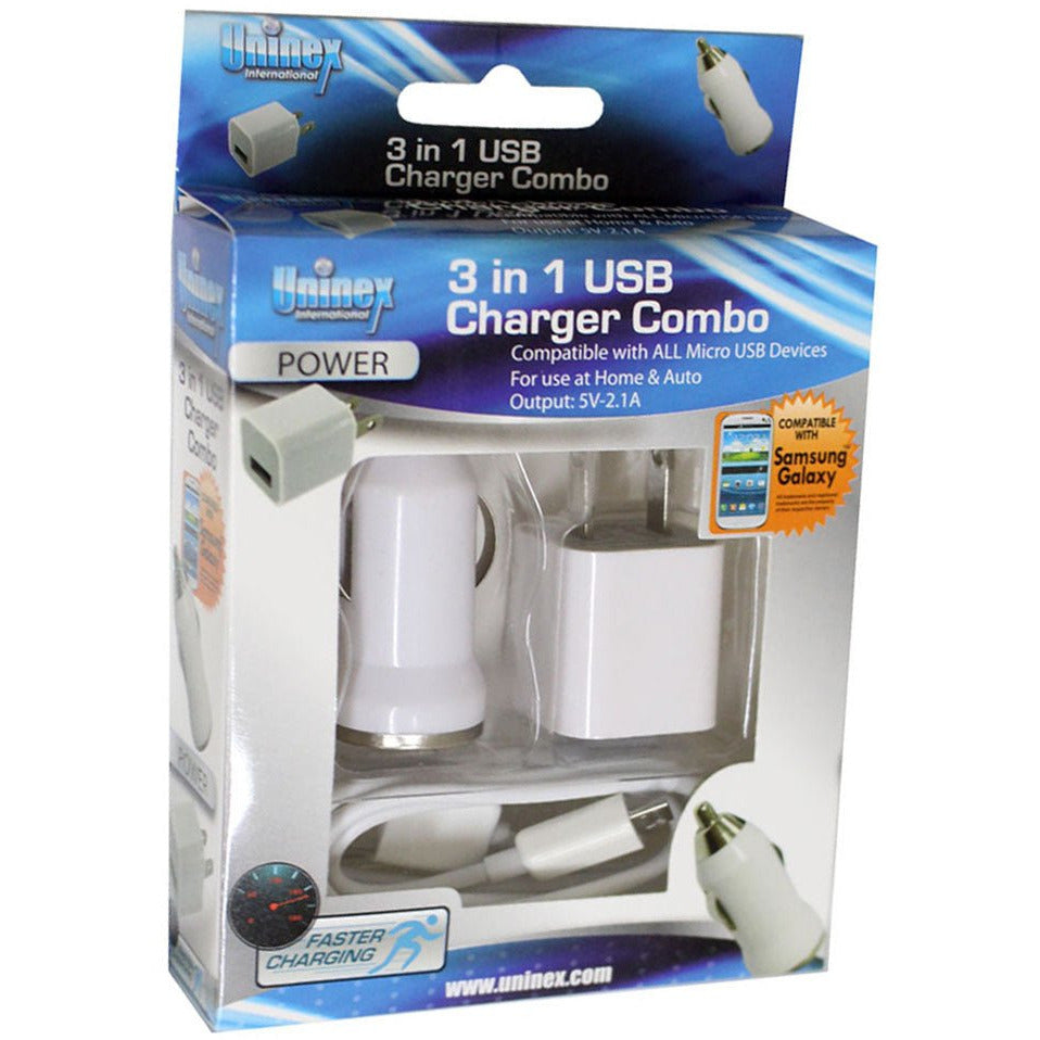 3 In 1 USB Charger Combo - Car And Home Charger Included - L-AV117-YU - ToolUSA
