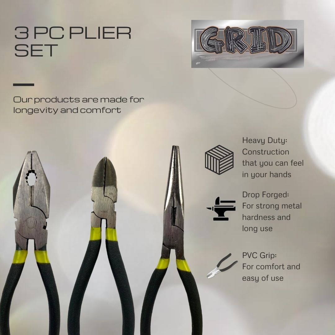 3 Pc. 8-Inch Pliers Set - TP1007R - ToolUSA
