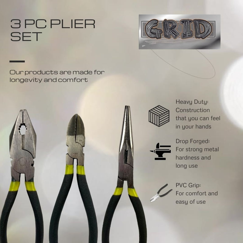 3 Pc. 8-Inch Pliers Set - TP1007R - ToolUSA