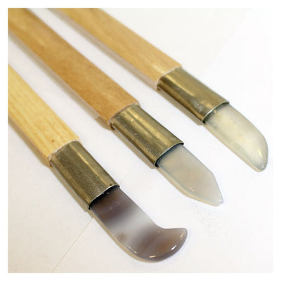 3 Piece Clay and Wax Carving Tools Set made of Genuine Agate Gemstone - TJ9785-6-AGT - ToolUSA