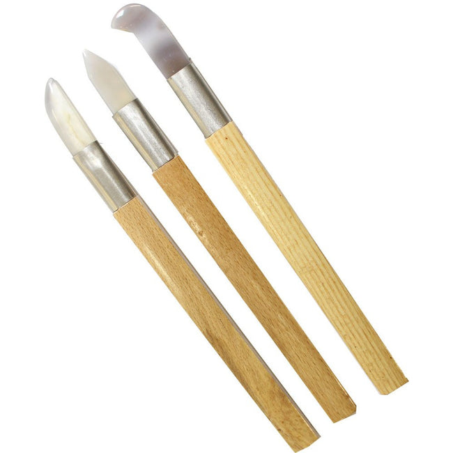 3 Piece Clay and Wax Carving Tools Set made of Genuine Agate Gemstone - TJ9785-6-AGT - ToolUSA