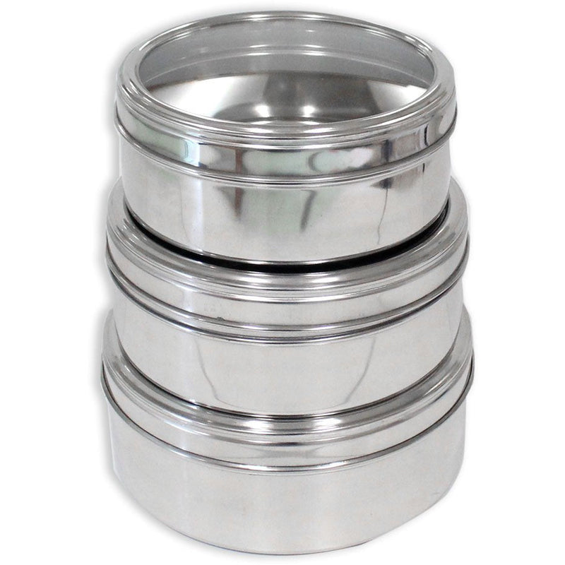 3 Piece Large Stainless Kitchen Canisters - U-88015 - ToolUSA