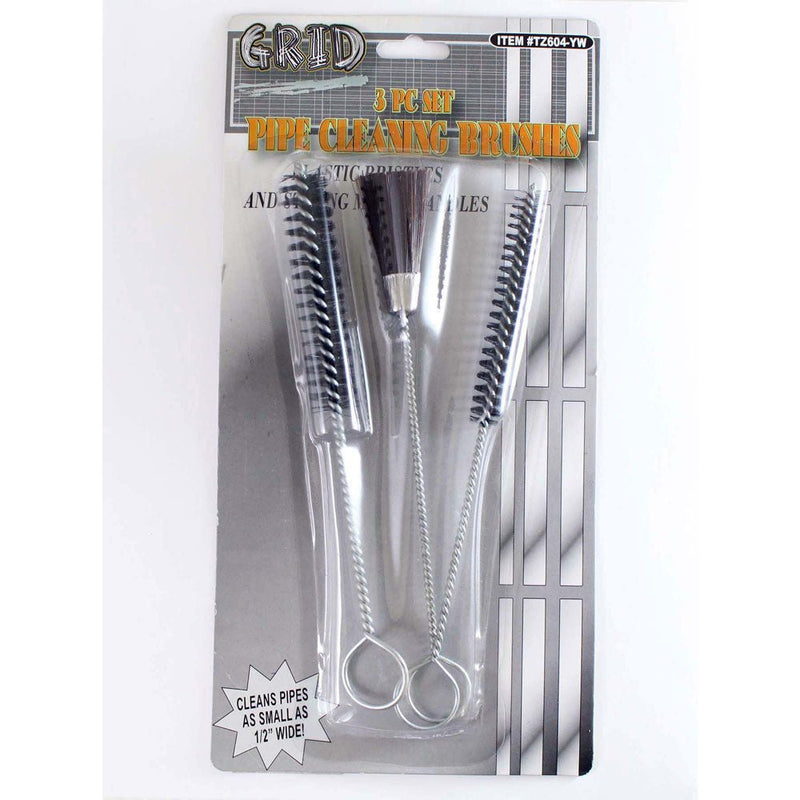 3 Piece Long Pipe Cleaning Brushes - Suitable for Spray Gun Equipment - TZ604-YW - ToolUSA