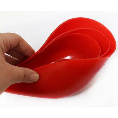 3 Piece Plastic Soft Sided Bowl Set In Red-sizes 4, 5, And 6 Inch Diameter - TJ2330 - ToolUSA
