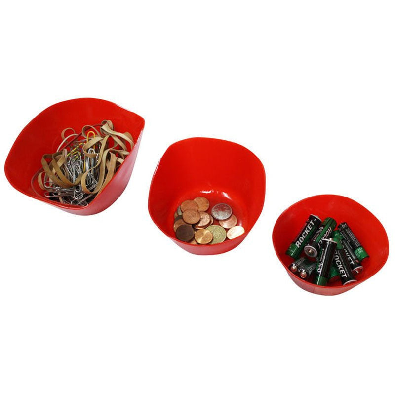 3 Piece Plastic Soft Sided Bowl Set In Red-sizes 4, 5, And 6 Inch Diameter - TJ2330 - ToolUSA