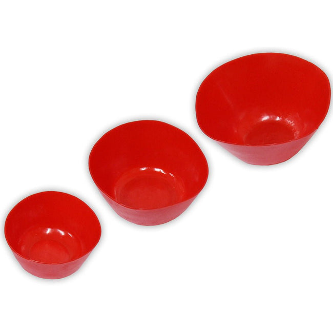 3 Piece Plastic Soft Sided Bowl Set In Red-sizes 4, 5, And 6 Inch Diameter - TJ2330 - ToolUSA