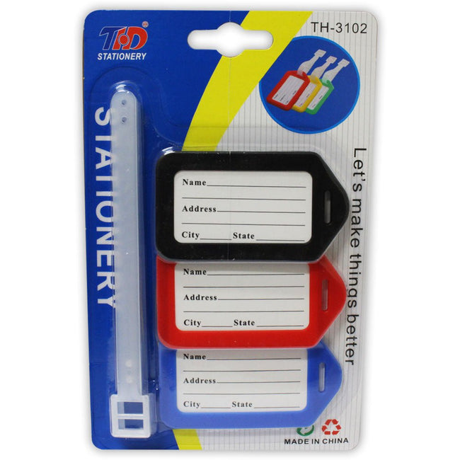 3 Piece Set of Luggage Tags in 3 Colors (Pack of: 4) - D1-47735-Z04 - ToolUSA