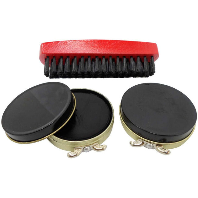 3 Piece Shoe Polishing Kit, Including Black And Brown Polish Tins, And An Applicator Brush - CARE-91200 - ToolUSA