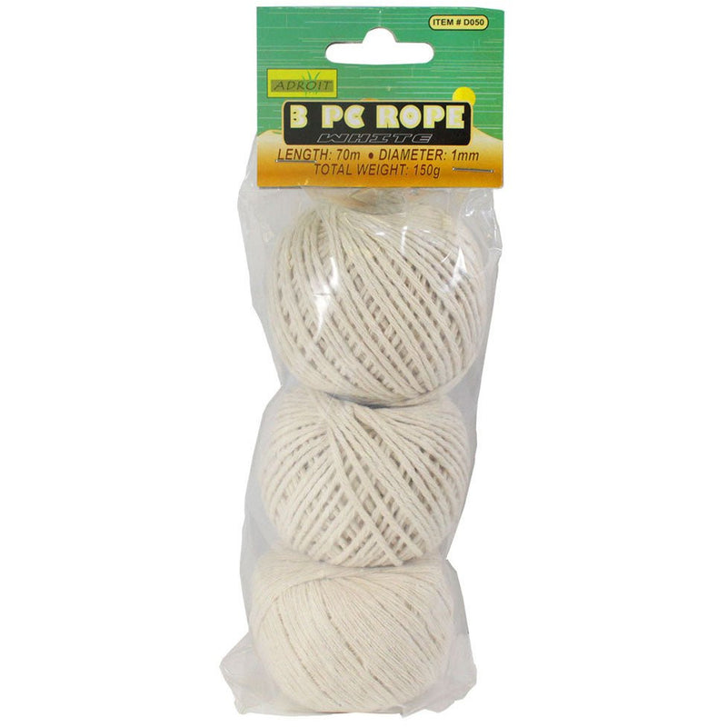 3 Piece White Cotton Rope - H-90050 - ToolUSA