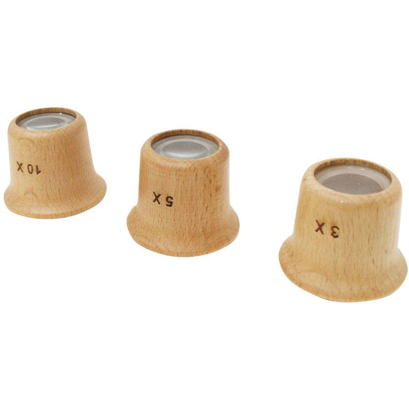 3 Piece Wood Grain Jeweler's Loupe Set - 3X, 5X, and 10X Power - MG900W - ToolUSA