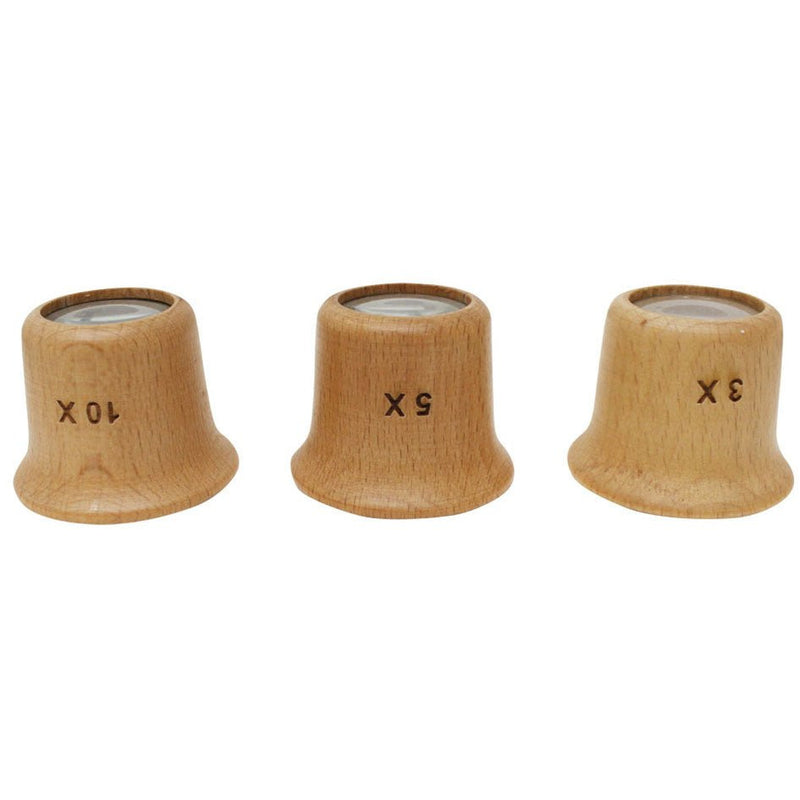 3 Piece Wood Grain Jeweler's Loupe Set - 3X, 5X, and 10X Power - MG900W - ToolUSA