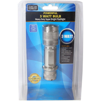 3 Watt LED Waterproof Aluminum Flashlight W/3 Lighting Modes - FL-92196-YK - ToolUSA