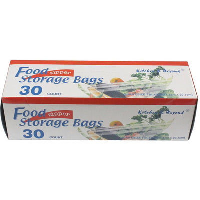 30 Count Box Of Clear Plastic Zip Closure Quart Size Food Storage Bags (Pack of: 2) - D3-STORE-30-Z02 - ToolUSA