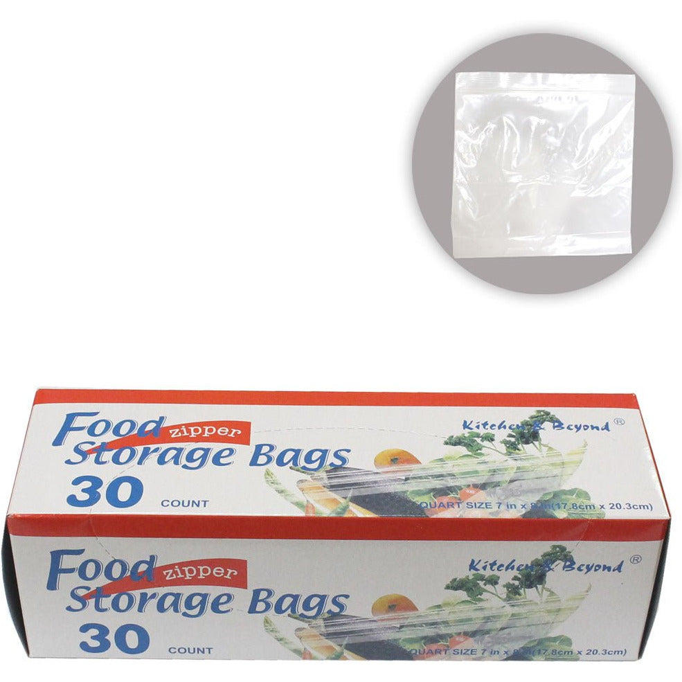 30 Count Box Of Clear Plastic Zip Closure Quart Size Food Storage Bags (Pack of: 2) - D3-STORE-30-Z02 - ToolUSA