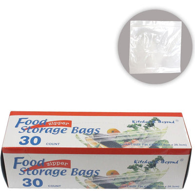 30 Count Box Of Clear Plastic Zip Closure Quart Size Food Storage Bags (Pack of: 2) - D3-STORE-30-Z02 - ToolUSA