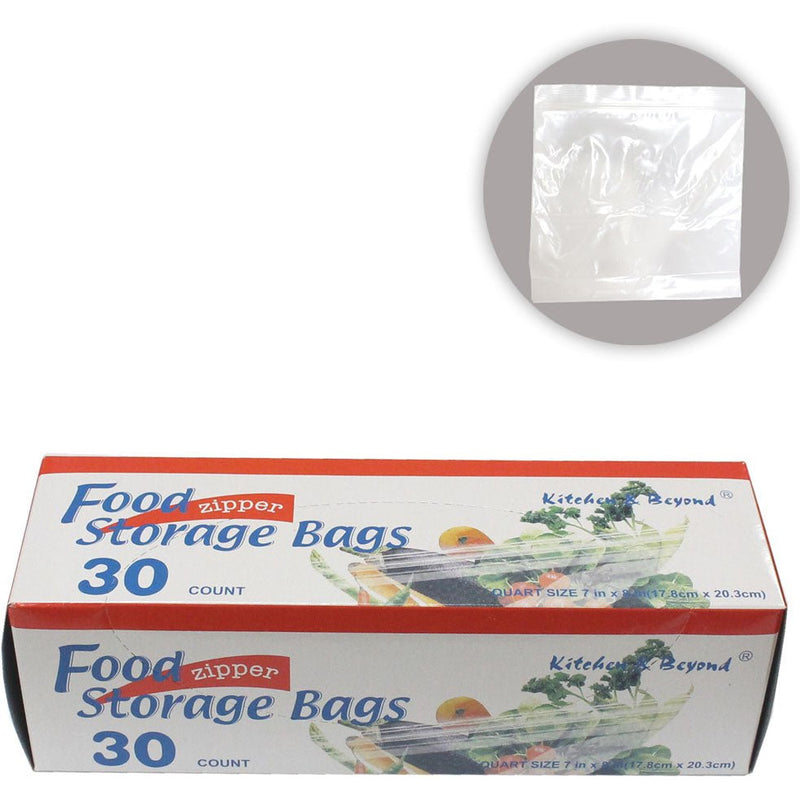 30 Count Box Of Clear Plastic Zip Closure Quart Size Food Storage Bags (Pack of: 2) - D3-STORE-30-Z02 - ToolUSA