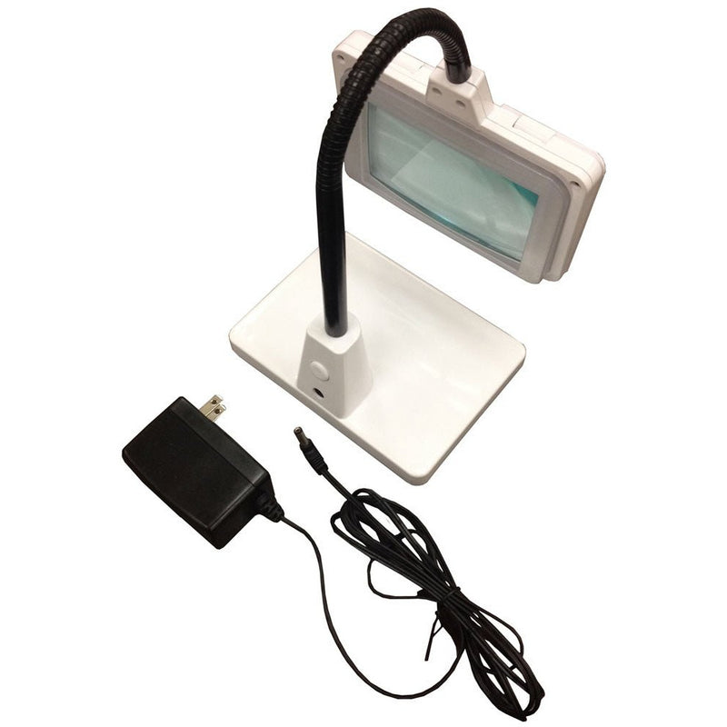 30 LED Heavy Desktop Magnifier - 3X Rectangular Lens - White - MG-15164 - ToolUSA
