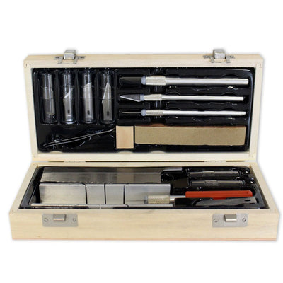 30 Piece Hobby Knife Set - Custom Fit Wooden Case - PL-01630 - ToolUSA