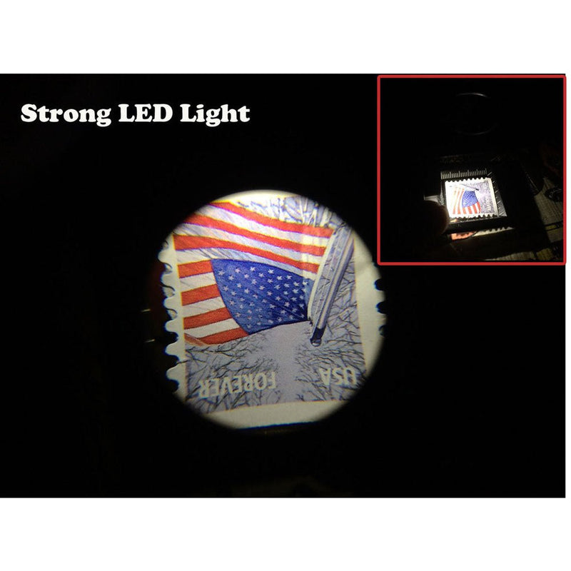 30mm Diameter Lens, Folding LED 6X Magnifier With Black Frame, And Rulers in SAE & Metric - MG7600B-LED - ToolUSA