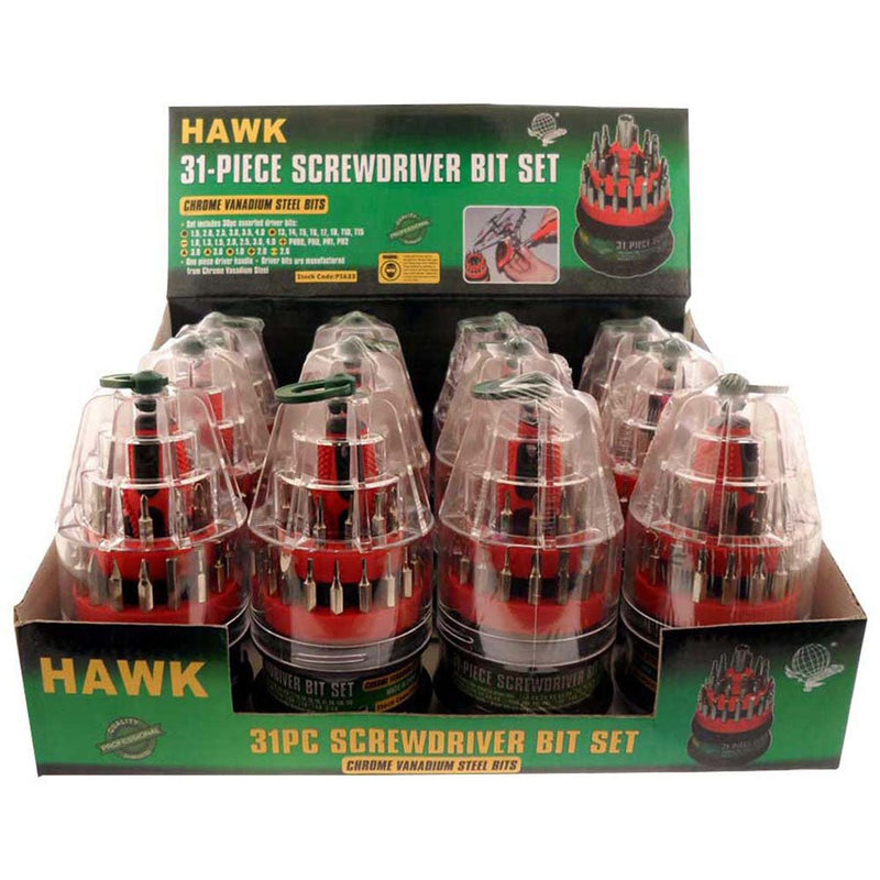 31 Piece Screwdriver Bit Set with Handle (Pack of: 1) - PS-18399 - ToolUSA