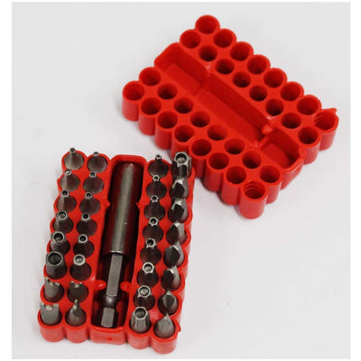 33-Piece Security Bit Set with Magnetic Extension Bit Holder - SAE/Metric sizes - TU-FR-8234 - ToolUSA