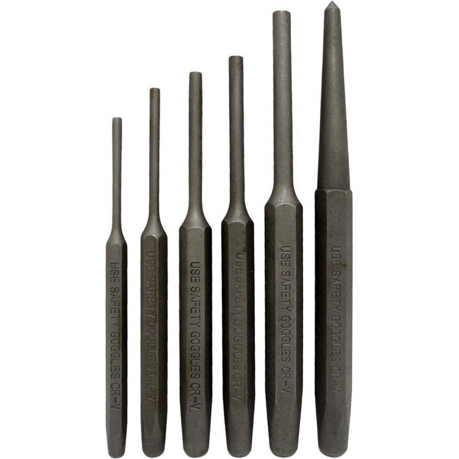 3/32" - 3/16" 6 Piece CR-V Metal Punch Set - TZ01-07706 - ToolUSA