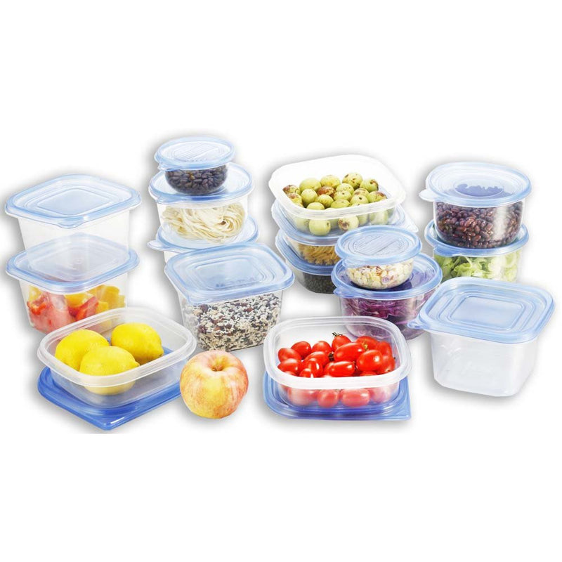 34 Pc. Food Storage Set, Clear Contains W/Air Tight Lids, From Freezer, To Microwave To Table - LKCO-6630-U - ToolUSA