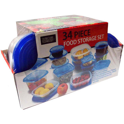 34 Pc. Food Storage Set, Clear Contains W/Air Tight Lids, From Freezer, To Microwave To Table - LKCO-6630-U - ToolUSA