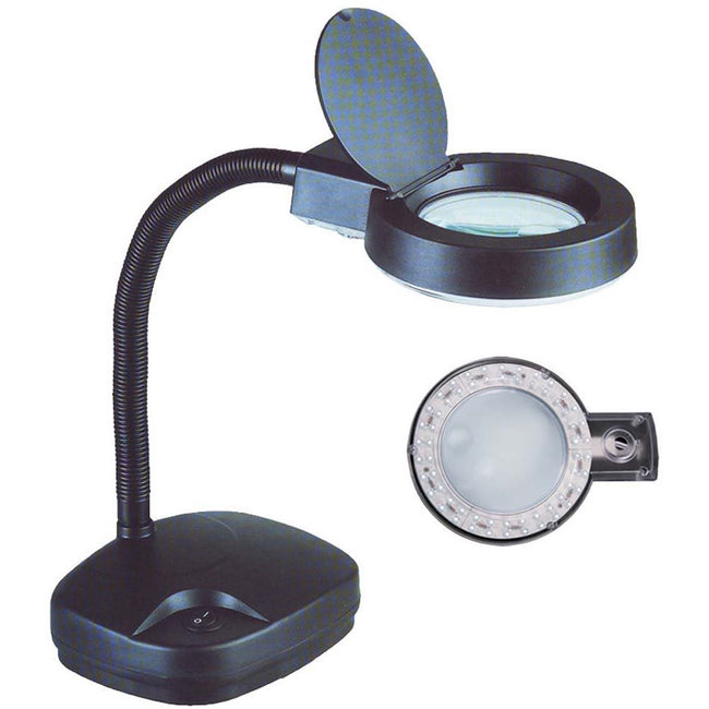 3.5" Diameter, Black Plastic, LED Illuminated 110V Gooseneck Lamp With 3x and 8x Power - CR-29255 - ToolUSA