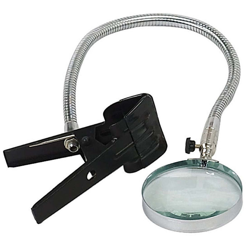 3.5-Inch 1.5x Magnifier - Metal Frame, Flexible Neck & Heavy Duty Table Clamp - MG-08075 - ToolUSA
