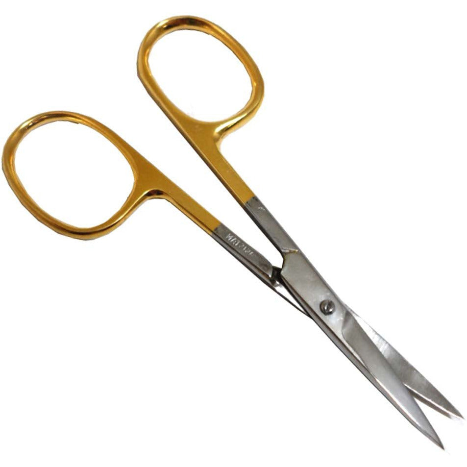 3.5 Inch Gold Plated Cuticle Scissors, Large Finger Hole (Pack of: 2) - SC-45453-Z02 - ToolUSA