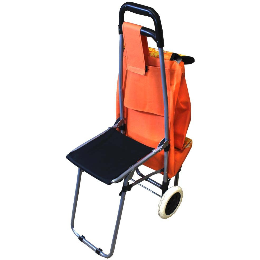 String Cart 36 Inch Rolling Shopping Cart with a Draw-String Bag and Fold Down Sea ...