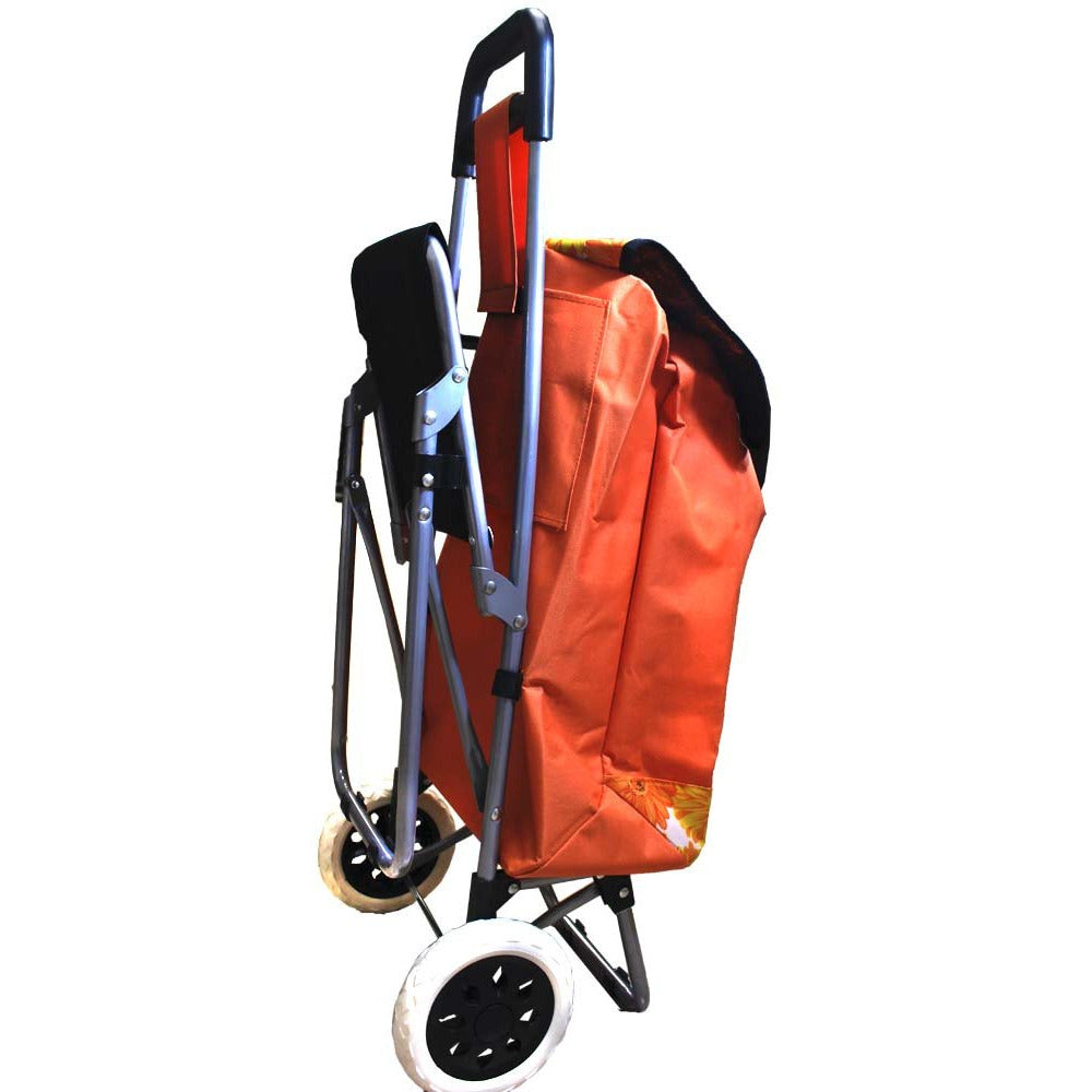 String Cart 36 Inch Rolling Shopping Cart with a Draw-String Bag and Fold Down Sea ...