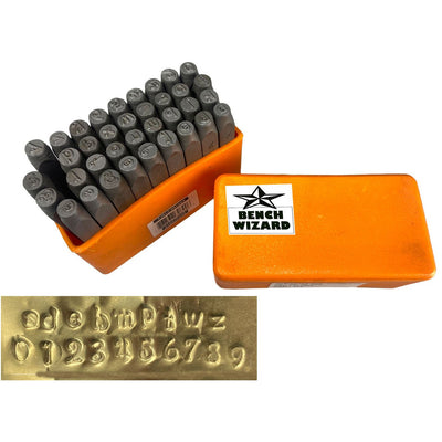 36 Pc.Number And Letter (Lower Case) Punch Set In Fancy Scrolled Font - 1/4" - TJ-30890 - ToolUSA