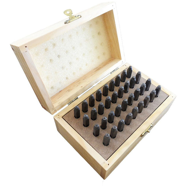 36 Piece Number & Capital Letter Punch Set in Wooden Case - ToolUSA